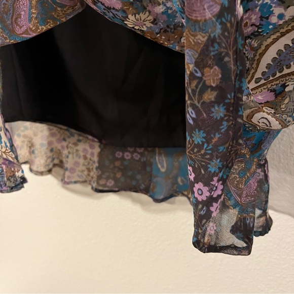 Christopher & Banks S Brown w/ Multicolored Floral & Paisley Print Midi Skirt - Picture 7 of 8